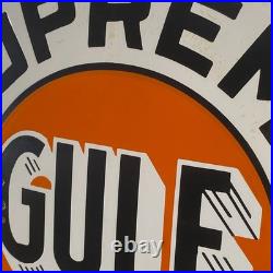 Gulf Enamel Sign Ø 50cm (19.7) Retro Motor Oil Collector Vintage Wall Decor