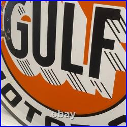 Gulf Enamel Sign Ø 50cm (19.7) Retro Motor Oil Collector Vintage Wall Decor