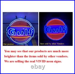 Gulf Gasoline Gas Motor Oil Fuel 20x16 Neon Light Sign Lamp HD Vivid Printing