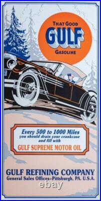 Gulf Supreme Motor Oil, Good Gulf Gasoline NEW Sign 24 x 48 USA STEEL XL Size