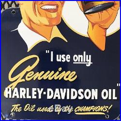HARLEY DAVIDSON MOTOR OIL METAL PORCELAIN DOOR PUSH SIGN (8.5x 6) SIGN USED