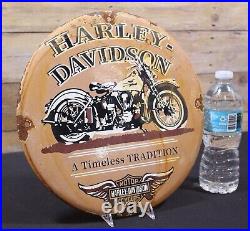 HARLEY-DAVIDSON PORCELAIN Timeless Tradition Motorcycles Motor Oil Round Sign