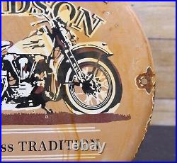 HARLEY-DAVIDSON PORCELAIN Timeless Tradition Motorcycles Motor Oil Round Sign