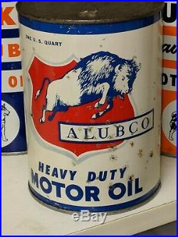 HTF Alubco Motor Oil Metal Quart Metal Can SIGN w Buffalo Graphics Dayton OH
