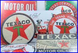 HUGE 8 SIGN BULK LOT! Retro Texaco Motor Oil Tin Signs Gift Set USA
