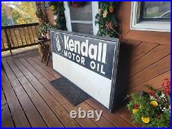HUGE Vintage Kendall Motor Oil Sign Snedeker Oil Lewistown PA 72 x 36