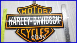 Harley Davidson Motor Cycles 19.5 Vintage Porcelain Sign Gas Mobile Motor Oil