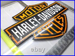 Harley Davidson Motor Cycles 19.5 Vintage Porcelain Sign Gas Mobile Motor Oil