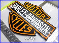 Harley Davidson Motor Cycles 19.5 Vintage Porcelain Sign Gas Mobile Motor Oil