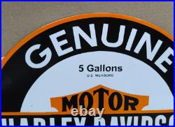 Harley Davidson Motor Oil Porcelain Enamel Sign 19.5 x 17 Inches 2 Sided