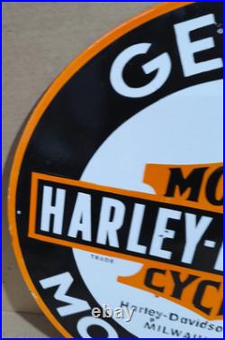 Harley Davidson Motor Oil Porcelain Enamel Sign 19.5 x 17 Inches 2 Sided