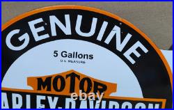 Harley Davidson Motor Oil Porcelain Enamel Sign 19.5 x 17 Inches 2 Sided