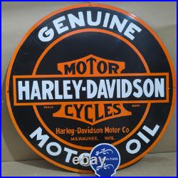 Harley Davidson Motor Oil porcelain Enamel Sign 30 x 30 Inches 1 Sided