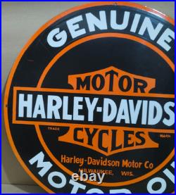 Harley Davidson Motor Oil porcelain Enamel Sign 30 x 30 Inches 1 Sided