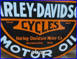 Harley Davidson Motor Oil porcelain Enamel Sign 30 x 30 Inches 1 Sided
