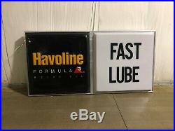 Havoline Motor Oil Double Sided Embossed Plastic Lighted Sign Large in Size