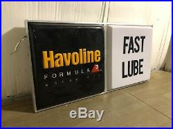 Havoline Motor Oil Double Sided Embossed Plastic Lighted Sign Large in Size