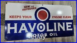 Havoline Motor Oil Porcelain Enamel Sign 48 X 24 Inches