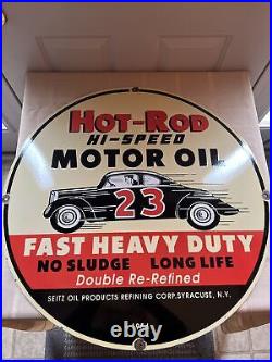 Hot Rod Motor Oil Porcelain Enamel Sign