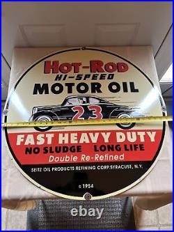 Hot Rod Motor Oil Porcelain Enamel Sign