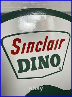 Huge 30 Dia Dual-sided Dino Sinclair Gasoline Porcelain Motor Oil Service Sign