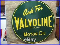 Huge Vintage 1952 Double Sided Valvoline Motor Oil Sign Antique Old Gas 9337