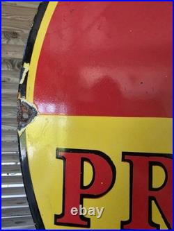 Huge Vintage Golden Shell Motor Oil Porcelain Sign Premium Lubricating Oil 30