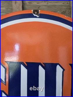 Huge Vintage Gulf Supreme Motor Oil Porcelain Sign 30