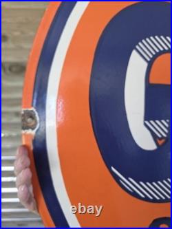 Huge Vintage Gulf Supreme Motor Oil Porcelain Sign 30