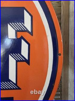 Huge Vintage Gulf Supreme Motor Oil Porcelain Sign 30