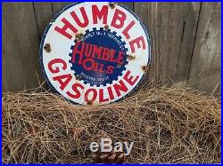 Humble oil gasolinevintage gasoline motor oil steel porcelain gas station sign