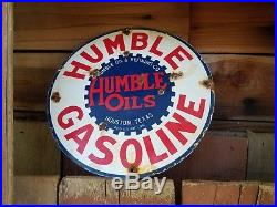 Humble oil gasolinevintage gasoline motor oil steel porcelain gas station sign