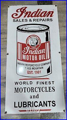Indian Motor Oil Porcelain Enamel Sign 48 X 24 Inches