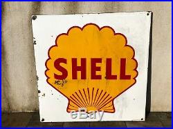 Insegna smaltata SHELL 1954 Tabella Targa Motor Oil Garage Auto Service Sign Oel