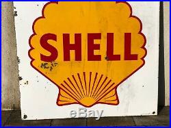 Insegna smaltata SHELL 1954 Tabella Targa Motor Oil Garage Auto Service Sign Oel
