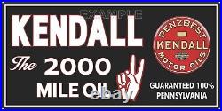 Kendall Motor Oil Blk Gas Station Vintage Old Sign Remake Aluminum Size Options