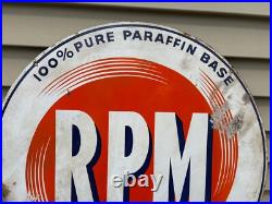 LARGE 28 Double-Sided RPM MOTOR OIL Metal ENAMEL SIGN-Original-Rough-Chevron LARGE 28 Double-Sided RPM MOTOR OIL Metal ENAMEL SIGN-Original-Rough-Chevron