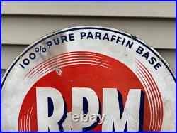 LARGE 28 Double-Sided RPM MOTOR OIL Metal ENAMEL SIGN-Original-Rough-Chevron LARGE 28 Double-Sided RPM MOTOR OIL Metal ENAMEL SIGN-Original-Rough-Chevron