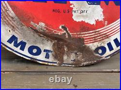 LARGE 28 Double-Sided RPM MOTOR OIL Metal ENAMEL SIGN-Original-Rough-Chevron LARGE 28 Double-Sided RPM MOTOR OIL Metal ENAMEL SIGN-Original-Rough-Chevron