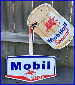LARGE Mobil Motor Oil Thick Metal Sign Station Service Auto Gas Pegasus Gargoyle