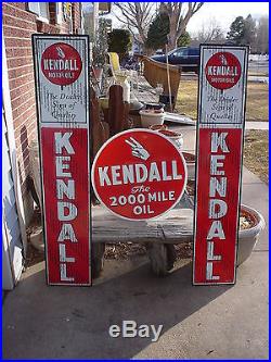 LOT OF 3 XL KENDALL motor oil 60 dealer embossed ADVERTISING SIGNS metal / tin