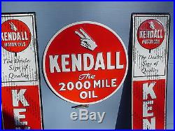 LOT OF 3 XL KENDALL motor oil 60 dealer embossed ADVERTISING SIGNS metal / tin