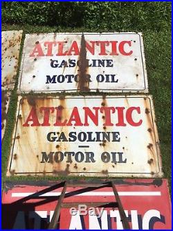 LOT of 8 6ft Original ATLANTIC Gasoline Motor Oil Porcelain Advertising Signs