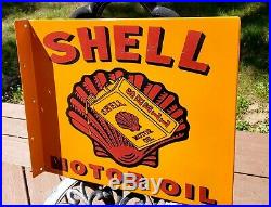 Large Double Sided Flange Shell Motor Oil Gas Pump Sign Heavy 19-3/4×15-3/4