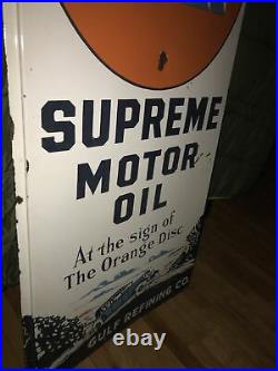 Large Gulf motor Oil Porcelain Sign
