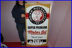 Large Indian Motorcycle Super Premium Motor Oil Of Spirit Lake 48 Metal Sign