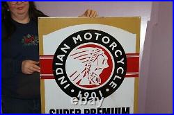Large Indian Motorcycle Super Premium Motor Oil Of Spirit Lake 48 Metal Sign