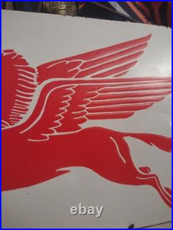 Large Mobil Mobiloil Pegasus Gasoline Motor Oil Porcelain Metal Flange Sign Large Mobil Mobiloil Pegasus Gasoline Motor Oil Porcelain Metal Flange Sign
