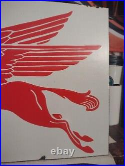 Large Mobil Mobiloil Pegasus Gasoline Motor Oil Porcelain Metal Flange Sign Large Mobil Mobiloil Pegasus Gasoline Motor Oil Porcelain Metal Flange Sign
