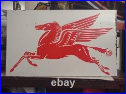 Large Mobil Mobiloil Pegasus Gasoline Motor Oil Porcelain Metal Flange Sign Large Mobil Mobiloil Pegasus Gasoline Motor Oil Porcelain Metal Flange Sign